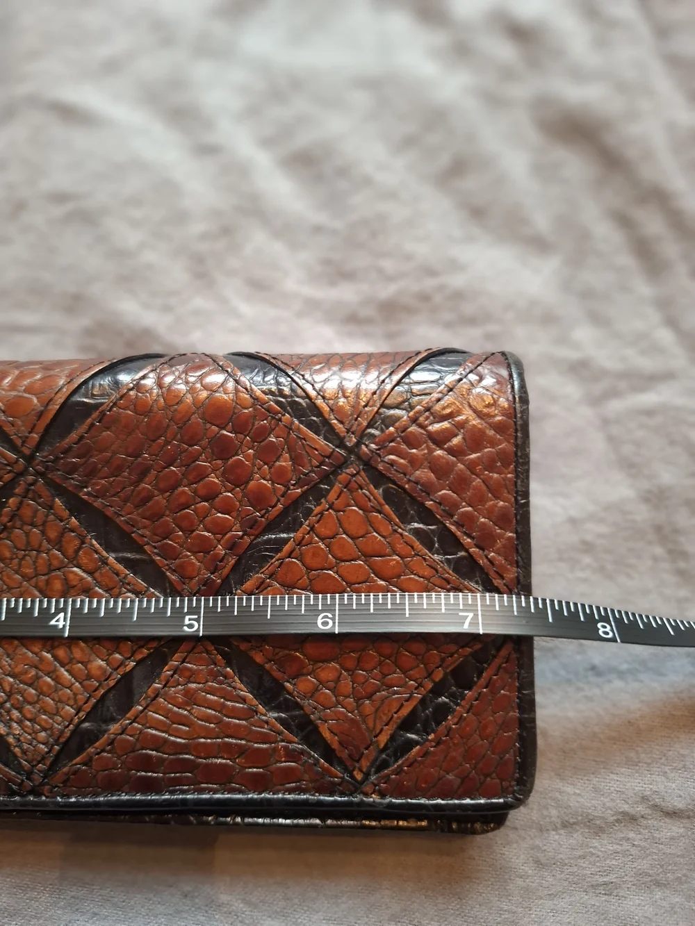 Rare Brahmin Brown & Black Croc-Embossed Satchel with Matching Wallet